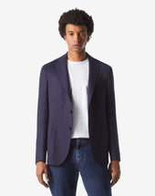 Jacket Due Bottoni Navy In Lana