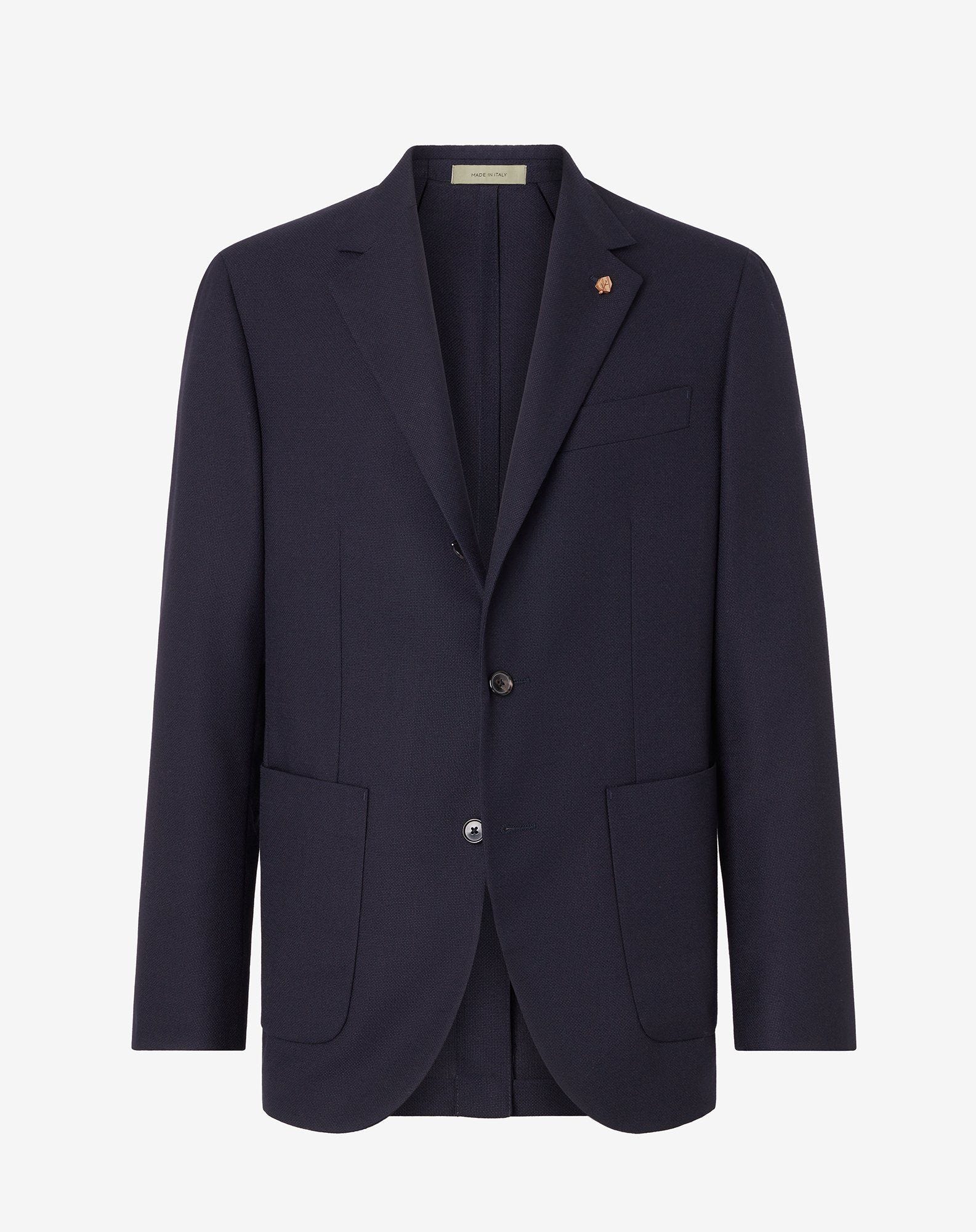 Jacket Tre Bottoni Navy In Lana
