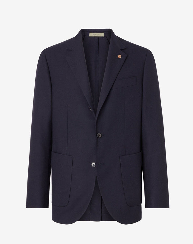 Jacket tre bottoni blu navy in lana
