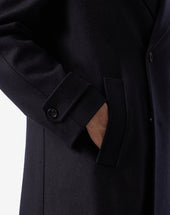 Coat Doppiopetto Navy In Pura Lana Fantasia Herringbone