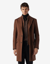 Coat Con Pettorina Staccabile In Beaver Di Lana