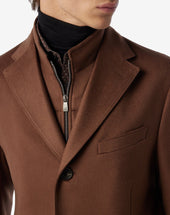 Coat Con Pettorina Staccabile In Beaver Di Lana