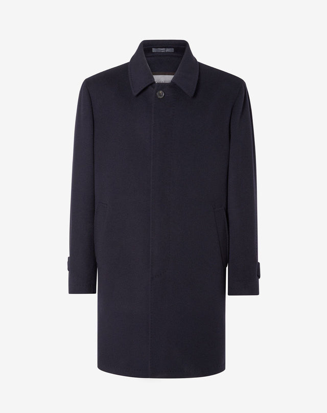 Coat blu in beaver di lana