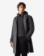 Coat In Beaver Di Lana Extra Fine Con Pettorina Staccabile