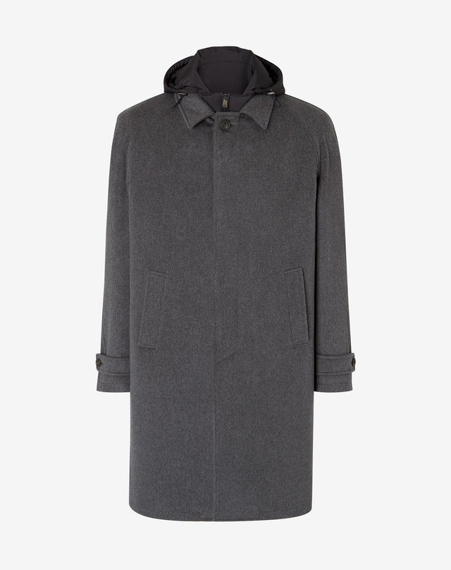 Coat In Beaver Di Lana Extra Fine Con Pettorina Staccabile