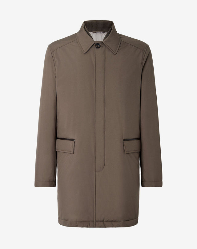 Trench marrone in tessuto tecnico