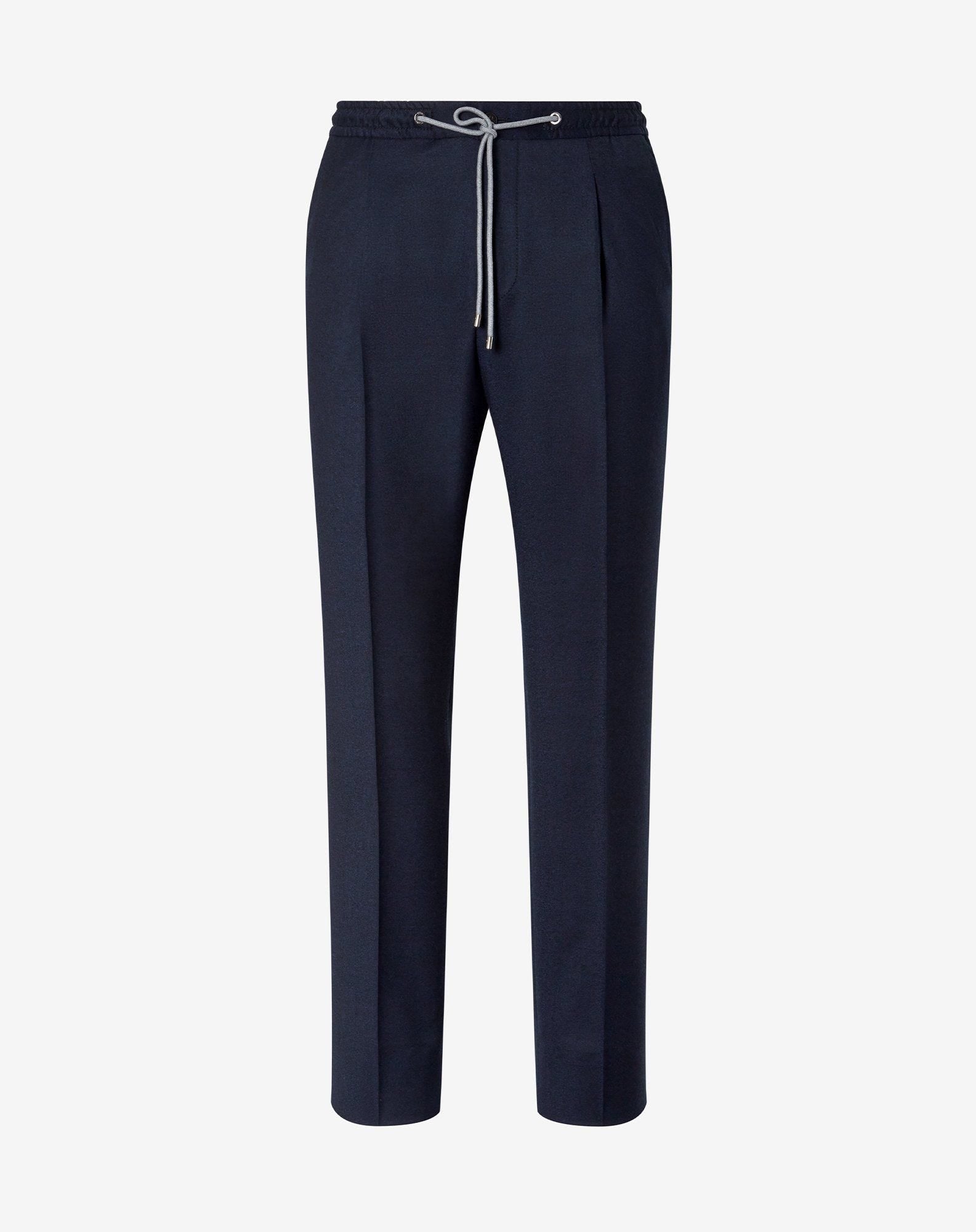 Pants 1 pince blu navy in flanella di lana