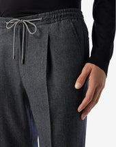 Pants 1 Pince Antracite In Flanella Di Lana