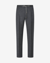 Pants 1 Pince Antracite In Flanella Di Lana