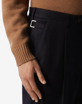 Pants Navy Con Pince In Pura Lana