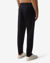 Pants Navy Con Pince In Pura Lana