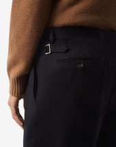 Pants Navy Con Pince In Pura Lana