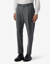 Pants Grigi Con 1 Pince In Flanella Di Lana