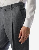 Pants Grigi Con 1 Pince In Flanella Di Lana