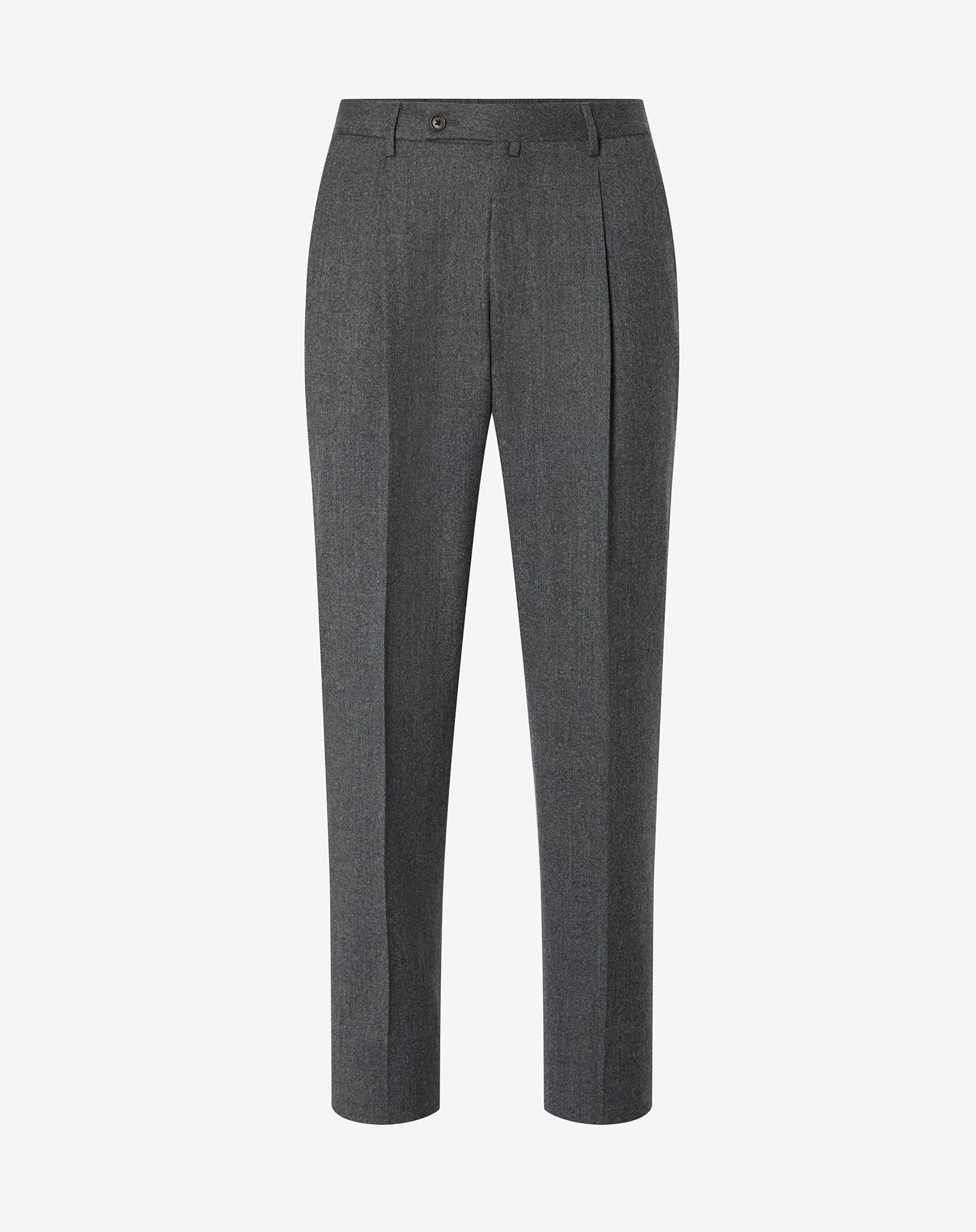 Pants Grigi Con 1 Pince In Flanella Di Lana