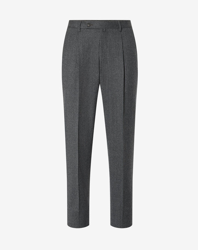 Pants grigi con 1 pince in flanella di lana