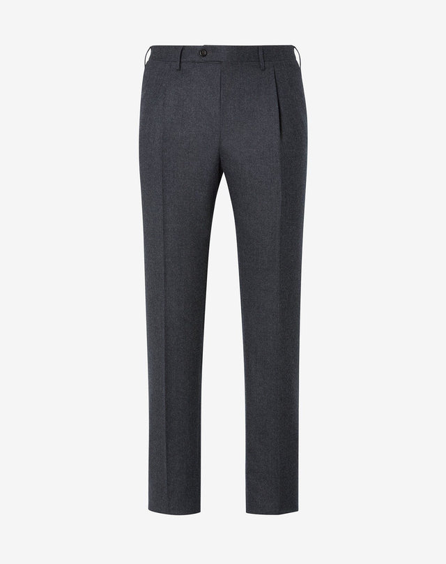Pants grigio scuro con 1 pince in pura lana