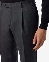 Pants Antracite 1 Pince In Pura Lana