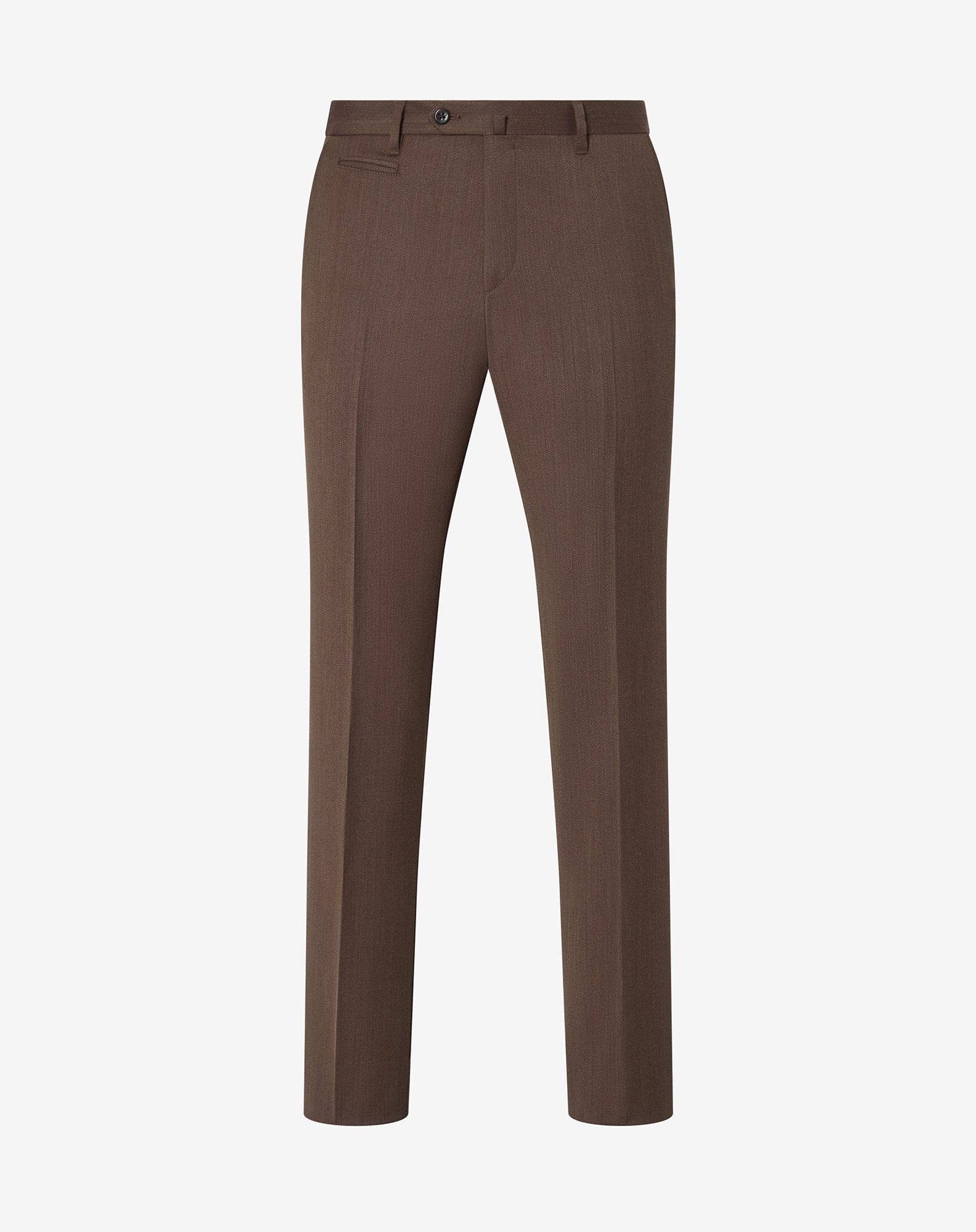 Pants Marroni In Flanella Di Lana