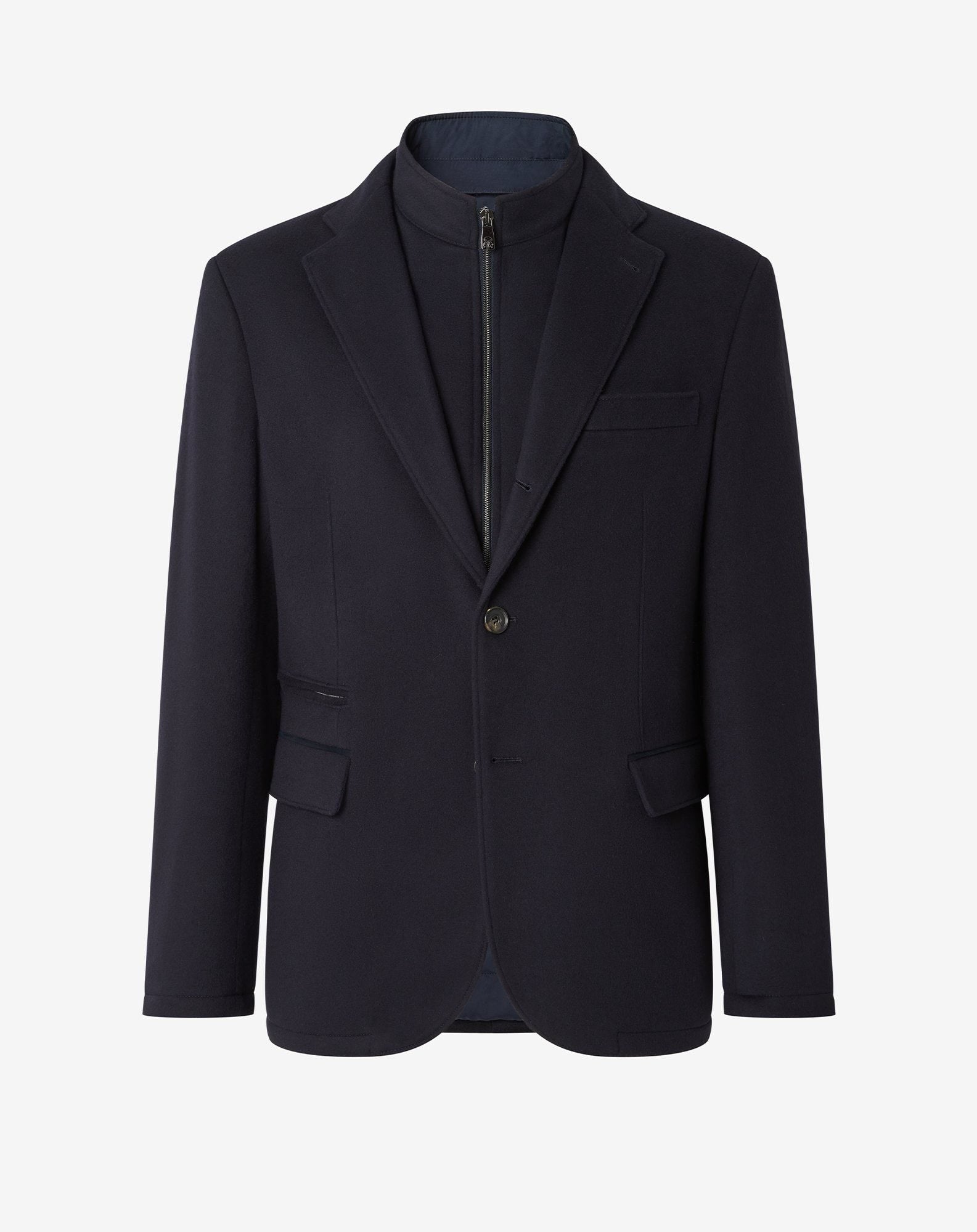 Jacket In Beaver Di Lana Extra Fine Con Pettorina