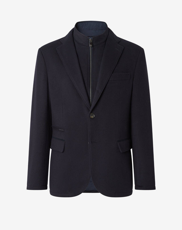 Jacket In Beaver Di Lana Extra Fine Con Pettorina