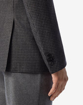 Jacket A Due Bottoni Grigia Con Micro Fantasia In Twill Di Lana