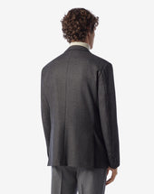 Jacket A Due Bottoni Grigia Con Micro Fantasia In Twill Di Lana