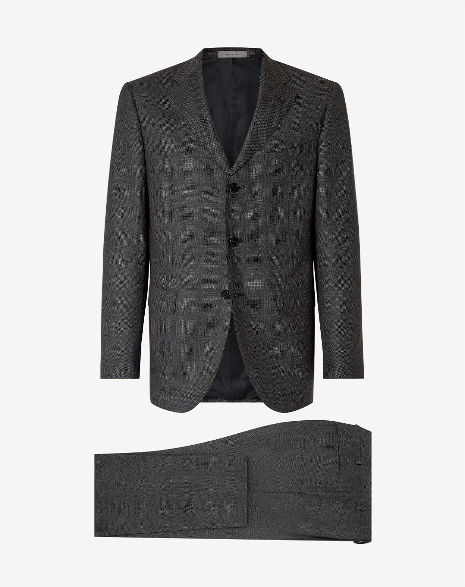 Suit grigio in lana S130s con micro fantasia