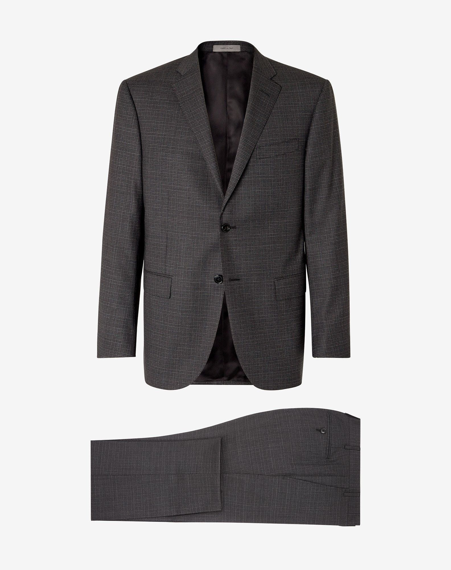 Suit grigio in lana stretch con micro fantasia