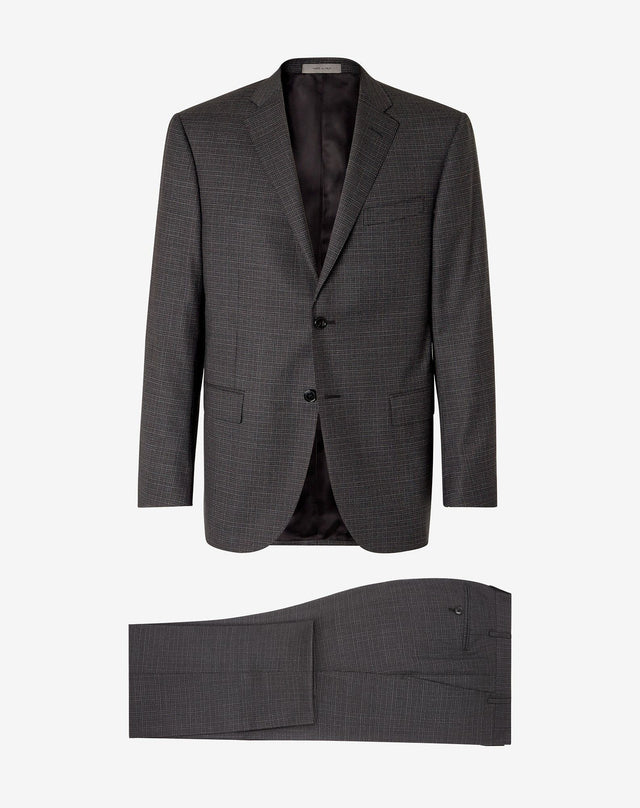Suit grigio in lana stretch con micro fantasia