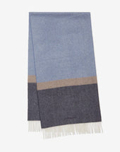 Scarf blu in cashmere con bande colorate