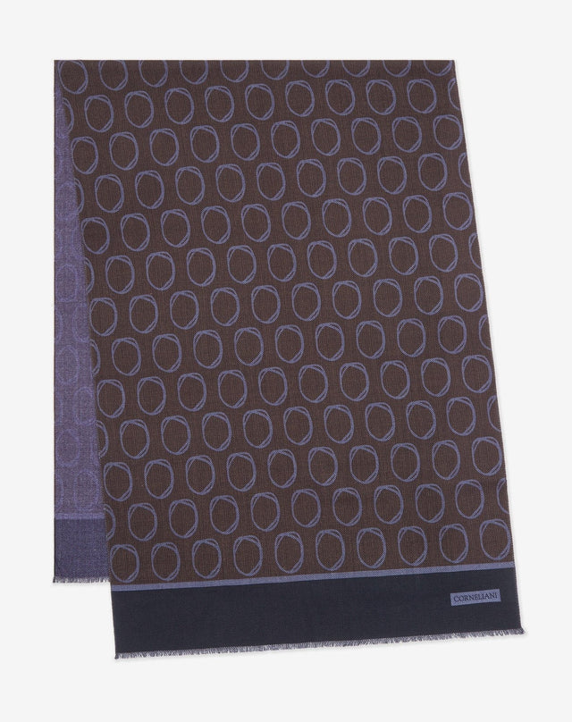 Scarf marrone in lana con stampa doppia