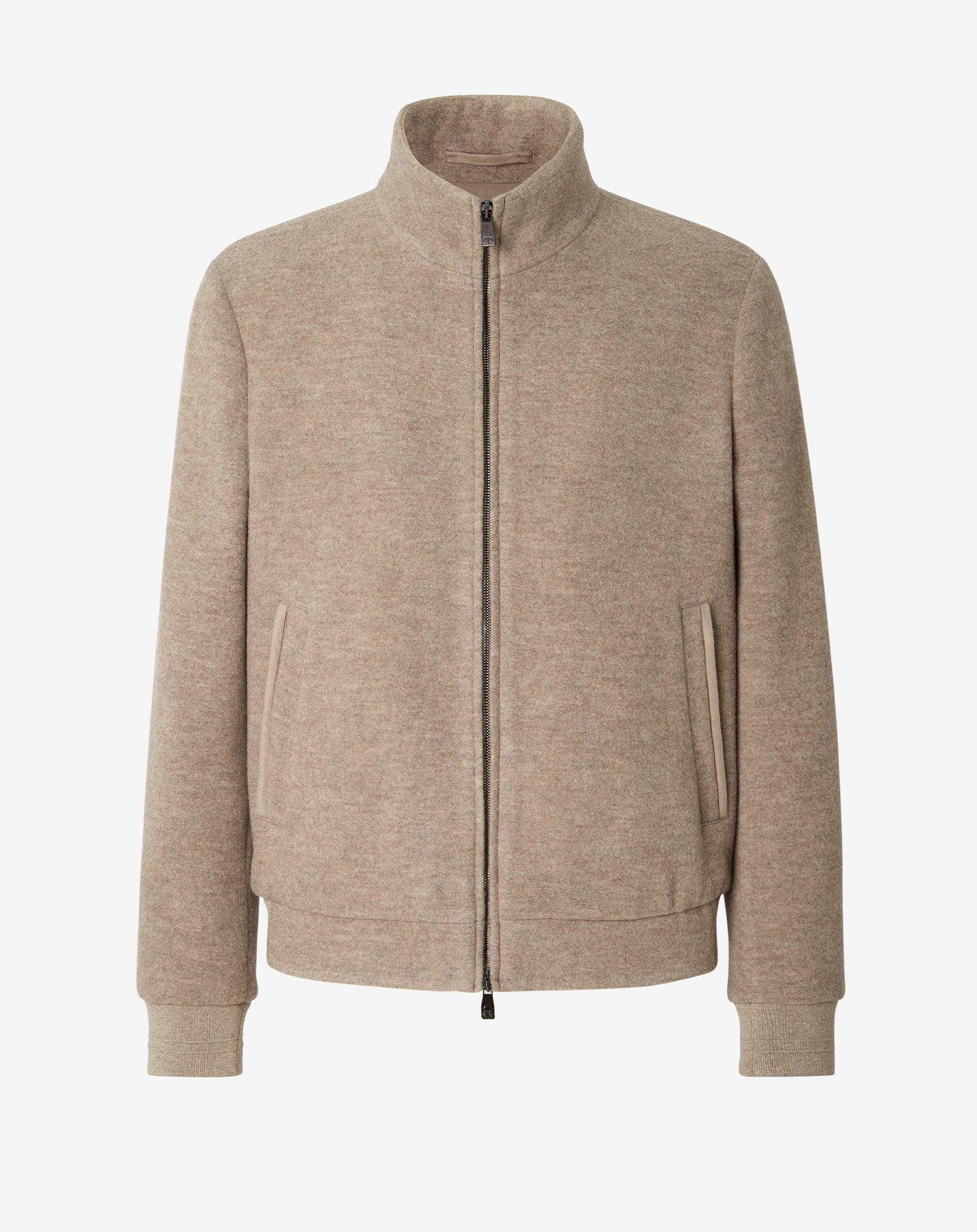 Bomber beige in jersey di lana