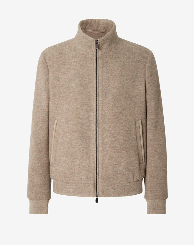 Bomber beige in jersey di lana