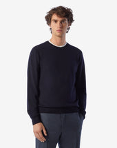 Sweater Girocollo Navy In Merino Extra Fine