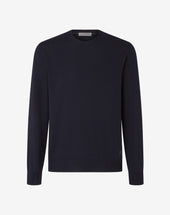 Sweater Girocollo Navy In Merino Extra Fine