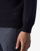 Sweater Girocollo Navy In Merino Extra Fine