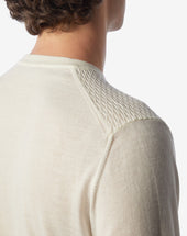 Sweater Girocollo Bianca In Merino Extra Fine