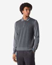 Polo Zip Grigia In Lana Merino Extra Fine