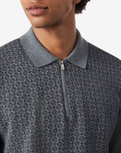 Polo Zip Grigia In Lana Merino Extra Fine
