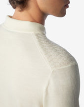 Polo Zip Bianca In Merino Extra Fine