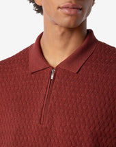Polo Zip Rossa In Merino Extra Fine