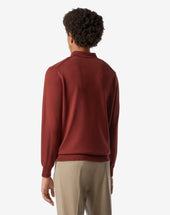 Polo Zip Rossa In Merino Extra Fine