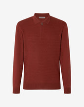 Polo Zip Rossa In Merino Extra Fine