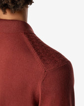 Polo Zip Rossa In Merino Extra Fine