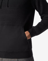 Felpa Con Cappuccio Nera In Merino Extra Fine