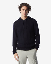 Felpa Con Cappuccio In Sweater Con Motivo A Treccia