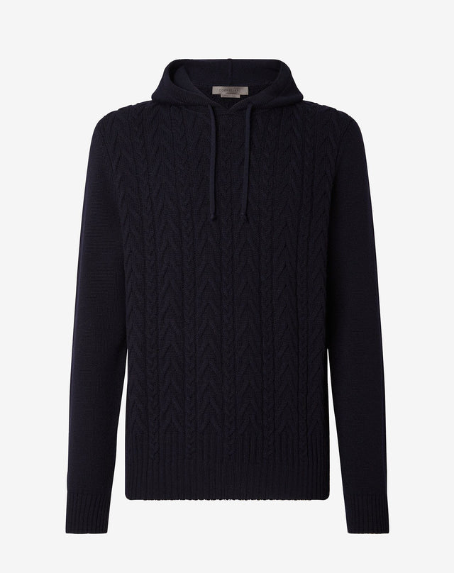 Felpa Con Cappuccio In Sweater Con Motivo A Treccia