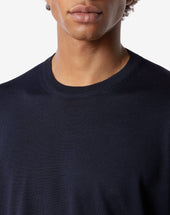 Sweater Girocollo Navy In Lana Extra Fine 120 S