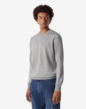 Sweater Girocollo Grigia In Lana Extra Fine 120 S